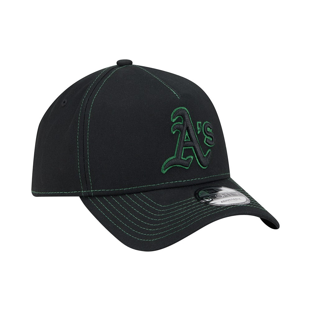 New Era 9FORTY A-Frame Contrast Stitch Oakland Athletics - Black / Green - Image 3
