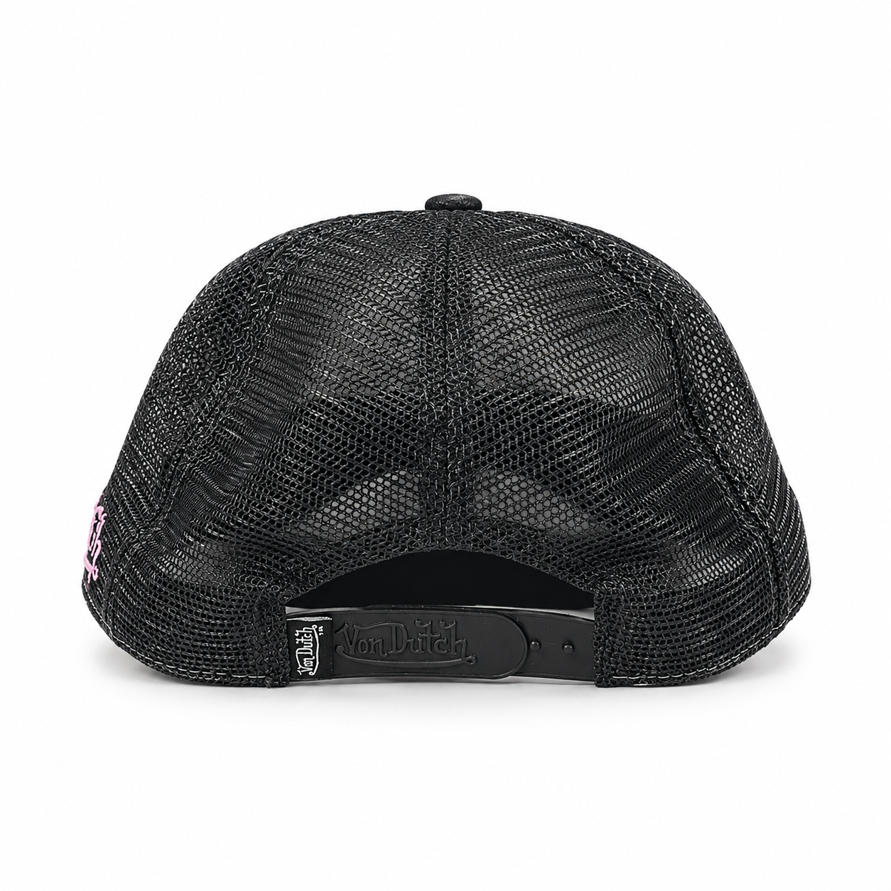 Von Dutch Distressed Trucker Cap - Black / Pink - Image 3