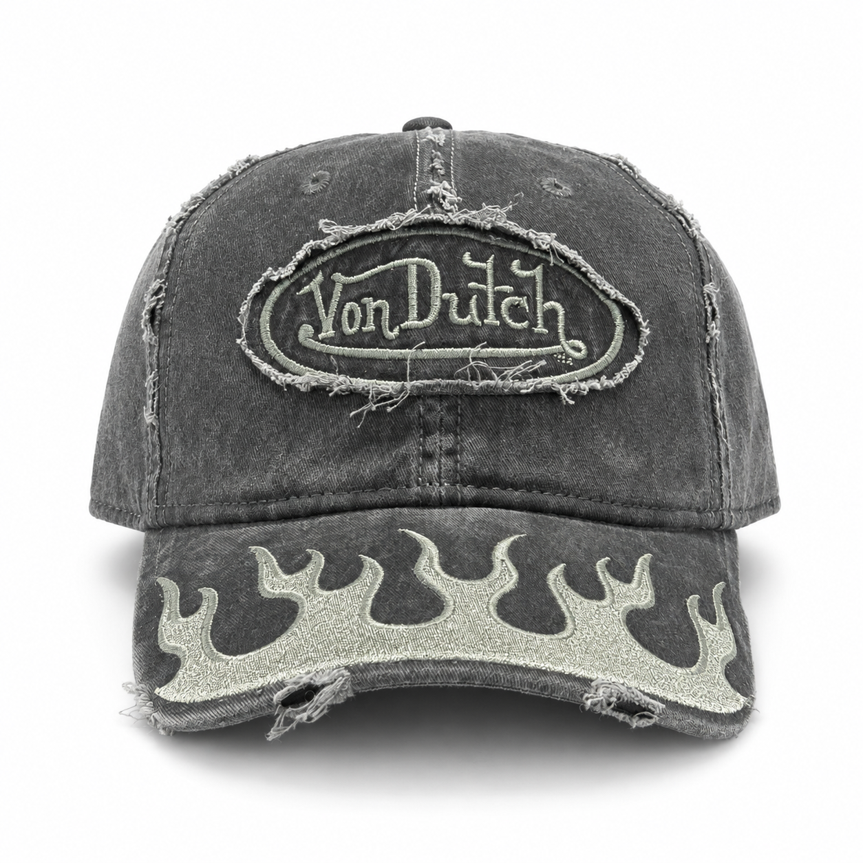 Von Dutch Flames Dad Cap - Washed Black