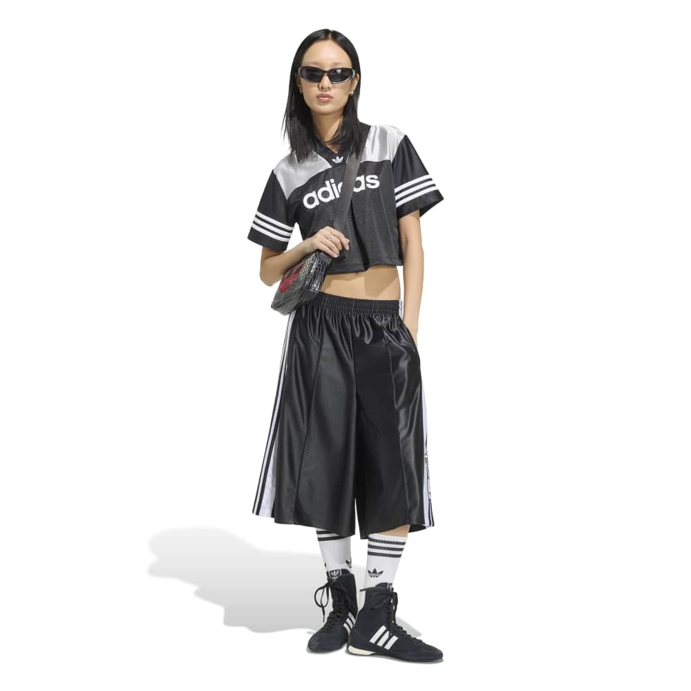 Adidas Womens Long Shorts - Black / White - Image 4