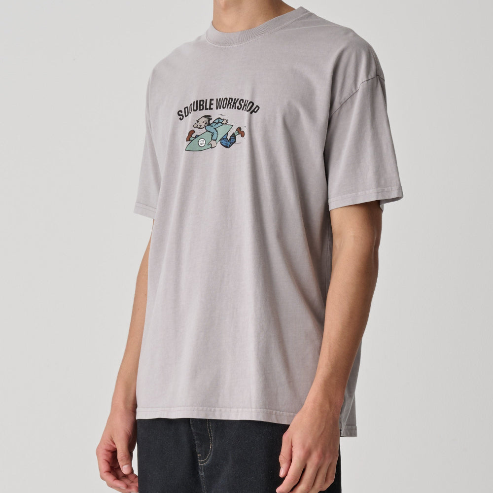 S / DOUBLE Running Man SS Tee - Pigment Rock Grey