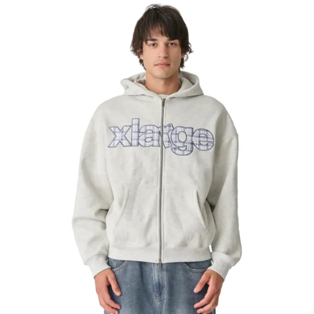 XLarge Eli Plaid Gorilla Fit Zip Hoodie - Snow Marle