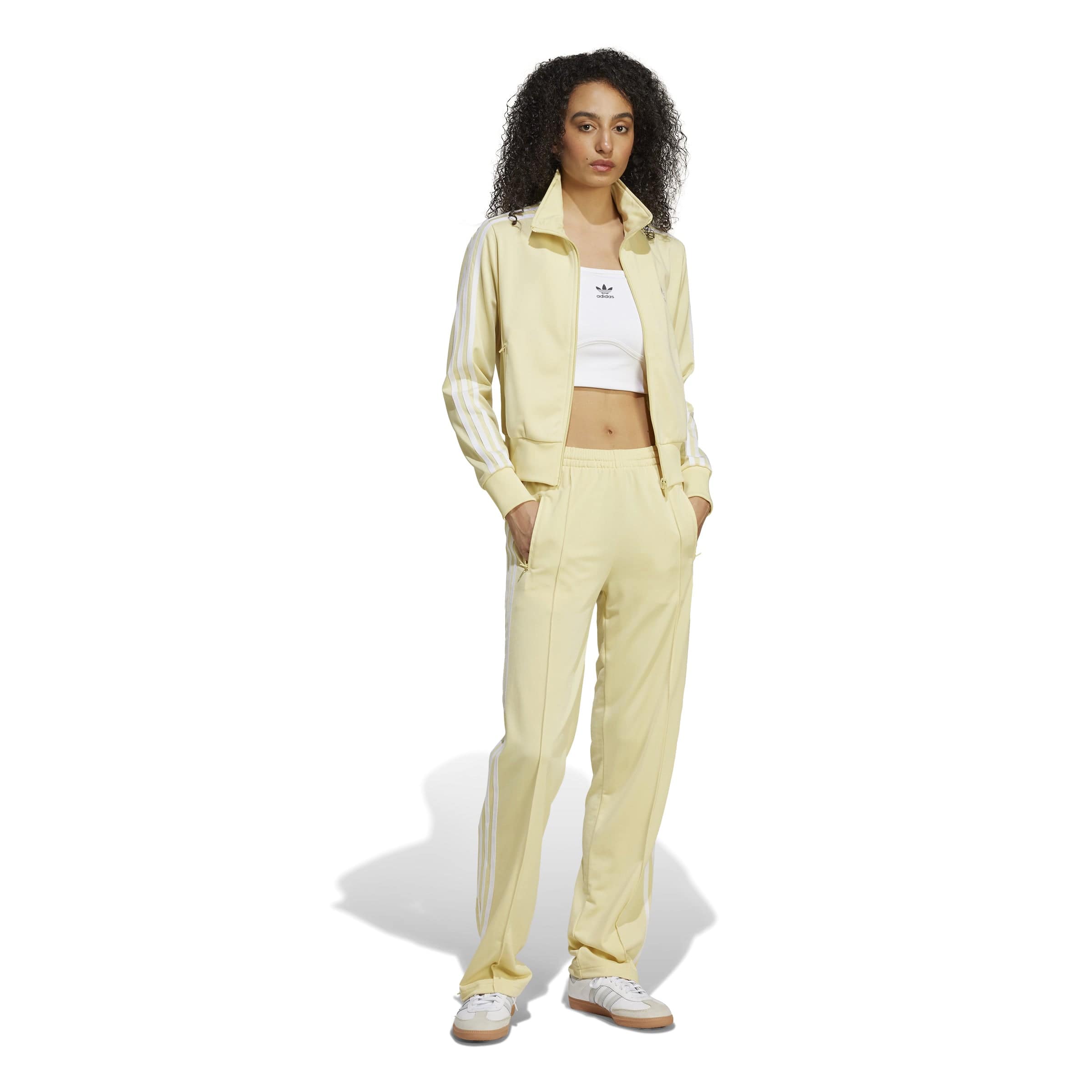 Adidas Womens Firebird Track Pant - Powder Yellow / White