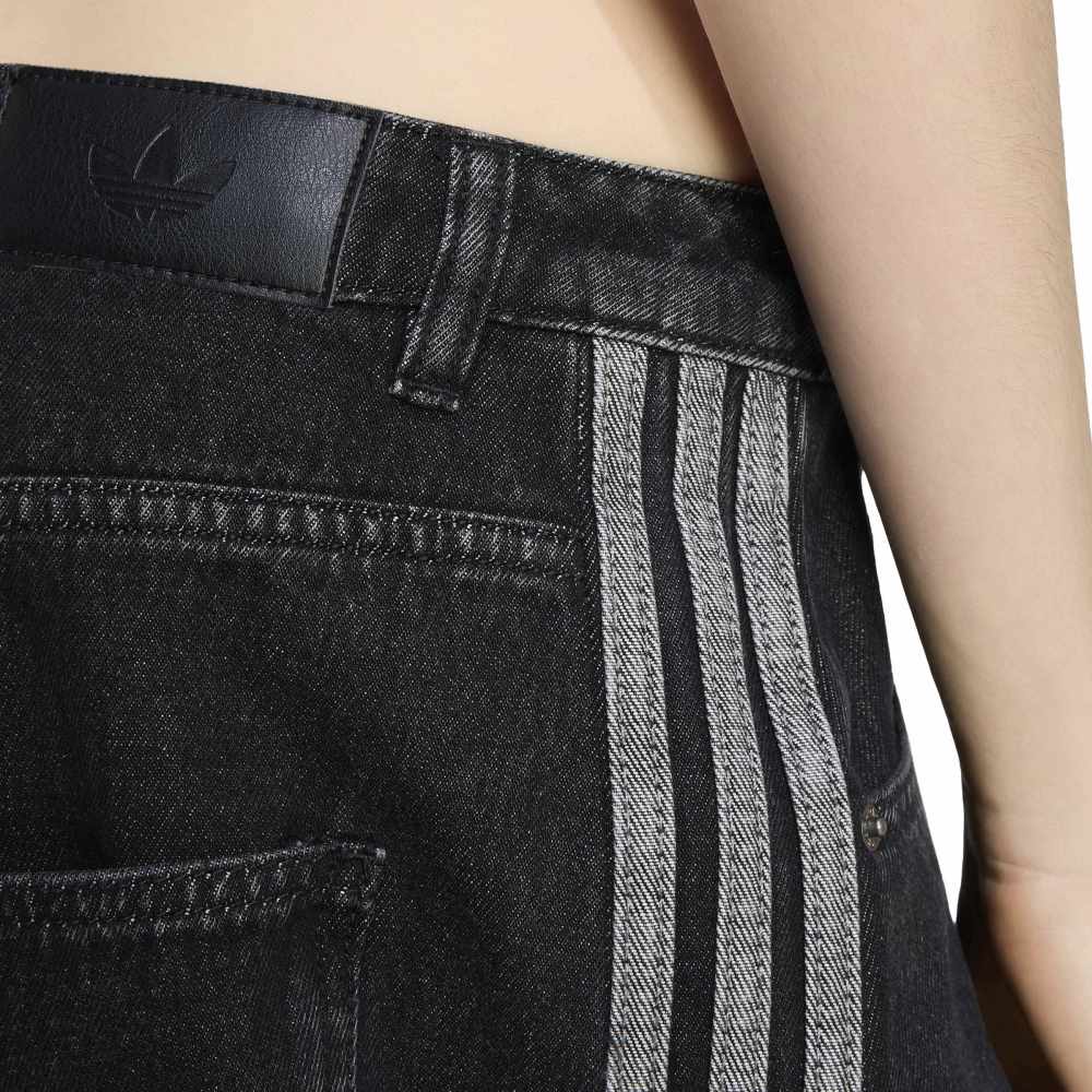 adidas Womens High Rise Barrel Leg Denim Pant - True Black Denim