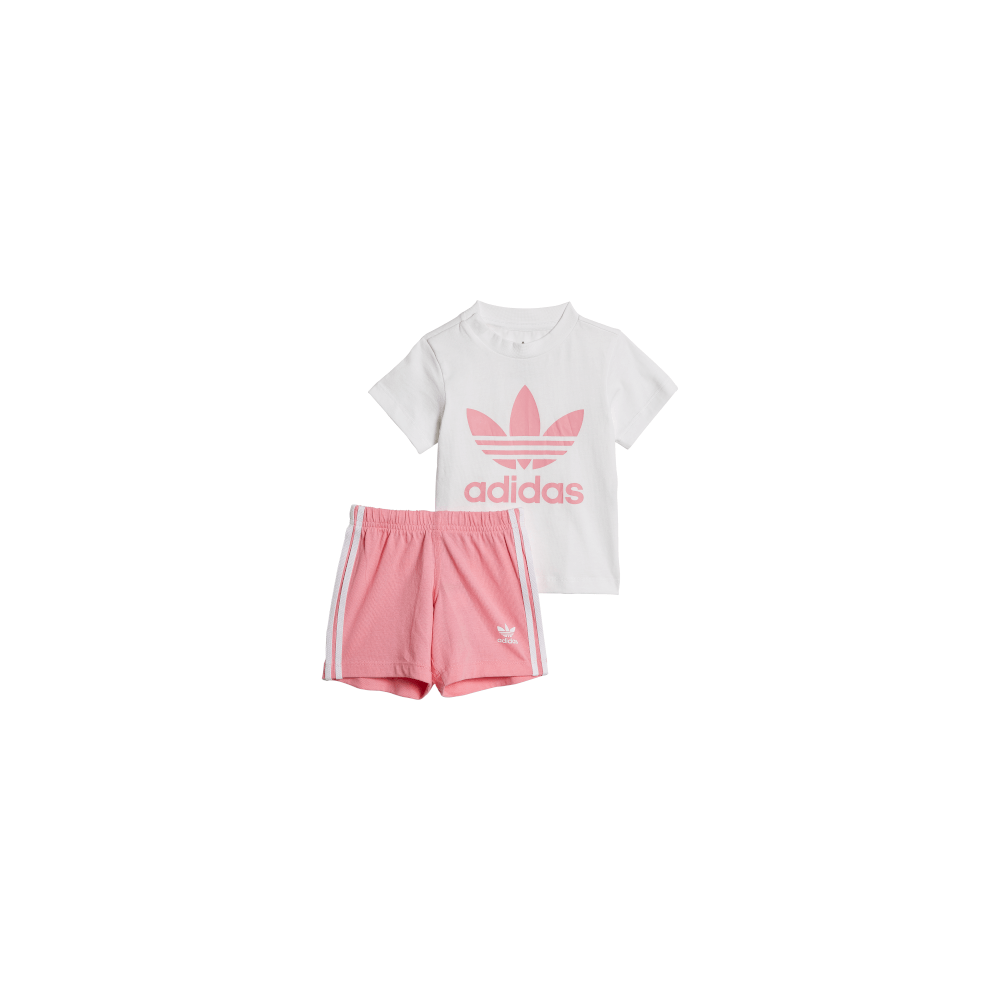 adidas Infants Short Tee Set - White / Bliss Pink