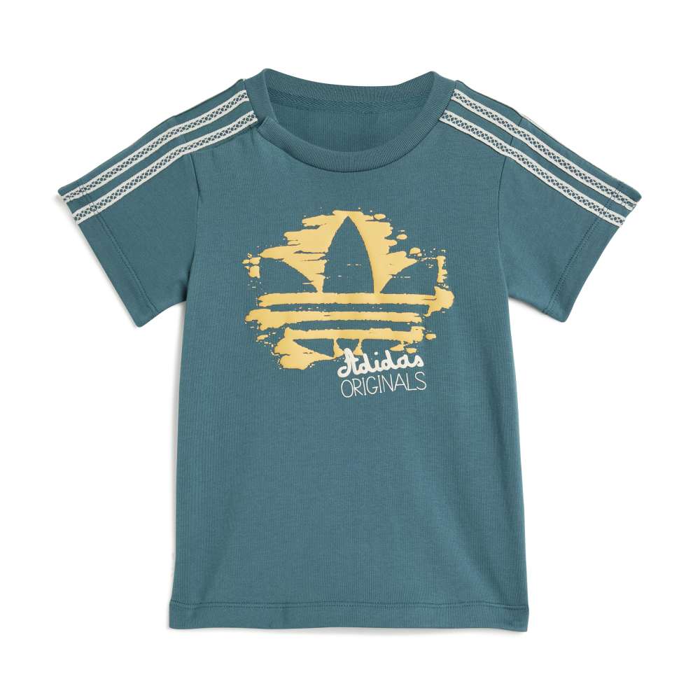 adidas Originals Summer Glow Tee and Short Set - Green / White