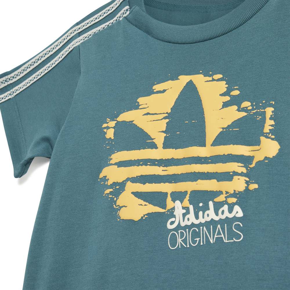 adidas Originals Summer Glow Tee and Short Set - Green / White