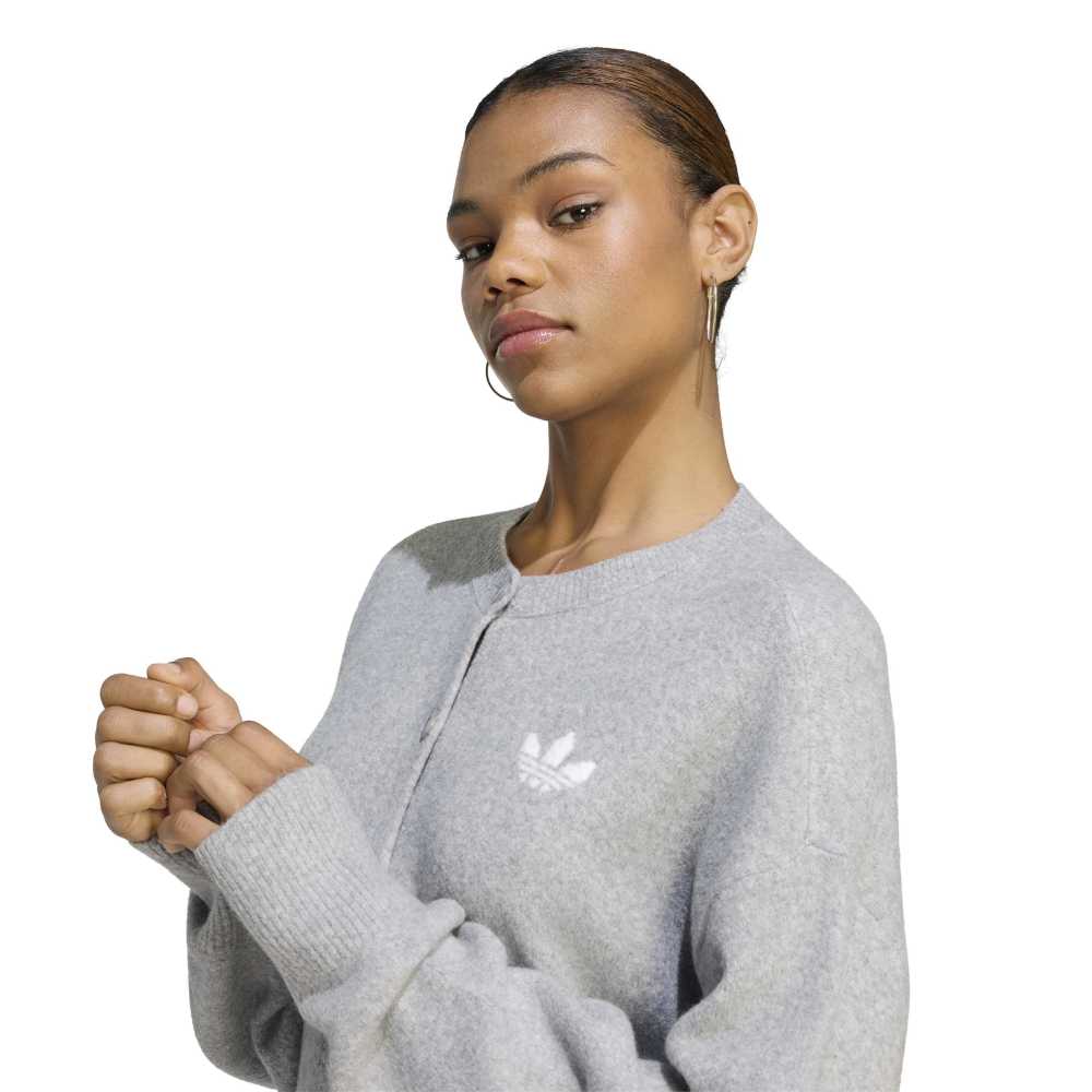 Adidas Women's Essentials Knit Cardigan - Medium Grey Heather