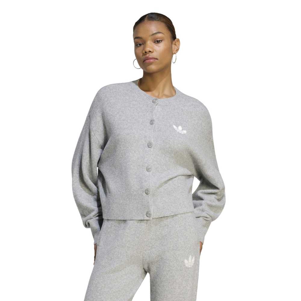 Adidas Women's Essentials Knit Cardigan - Medium Grey Heather