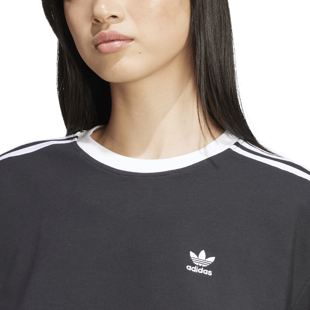 adidas Womens 3-Stripes Loose Crop Tee - Black