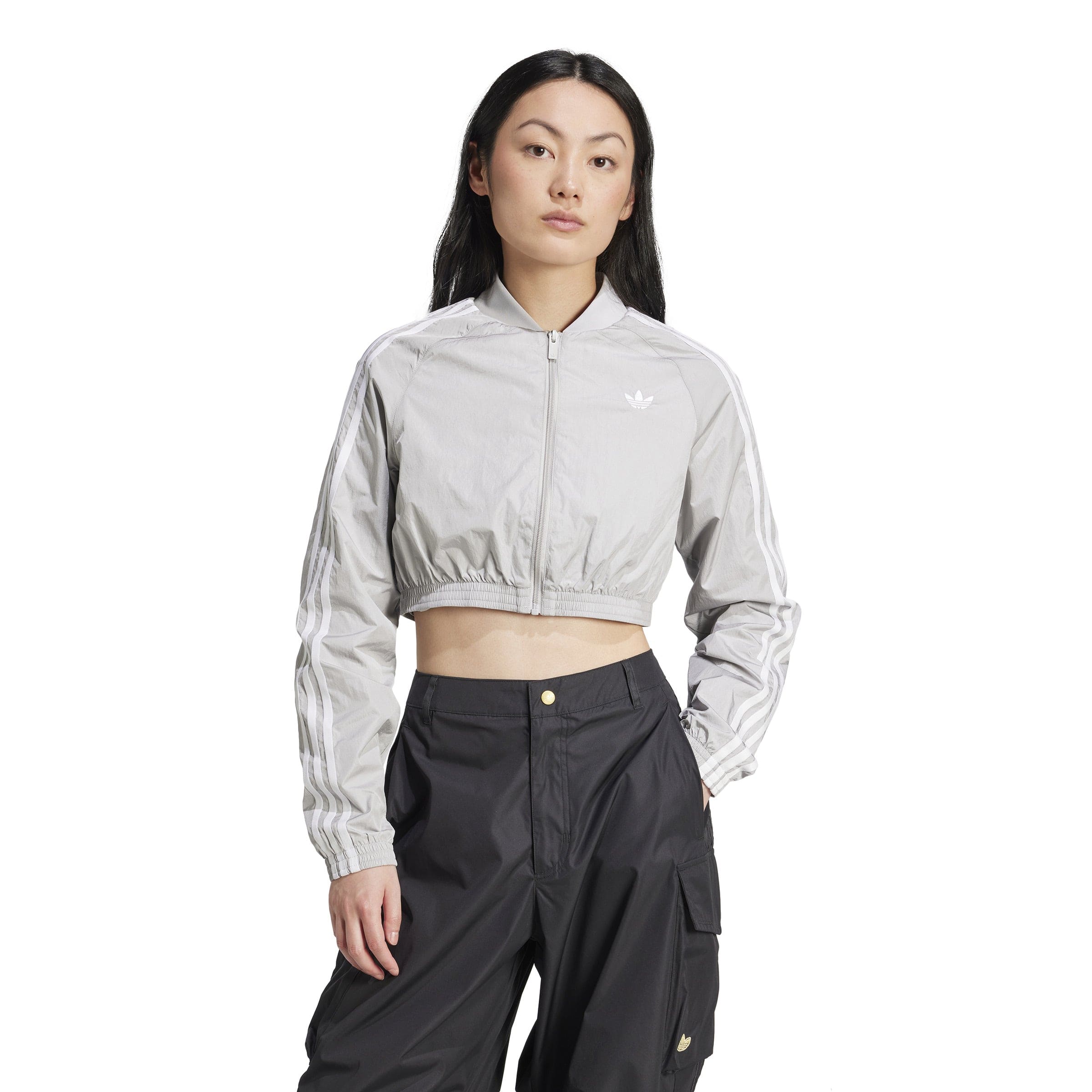 Adidas adicolor Teamgeist Cropped Track Top - Grey Two / White