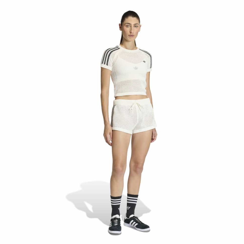 adidas Womens Crochet Tee - White