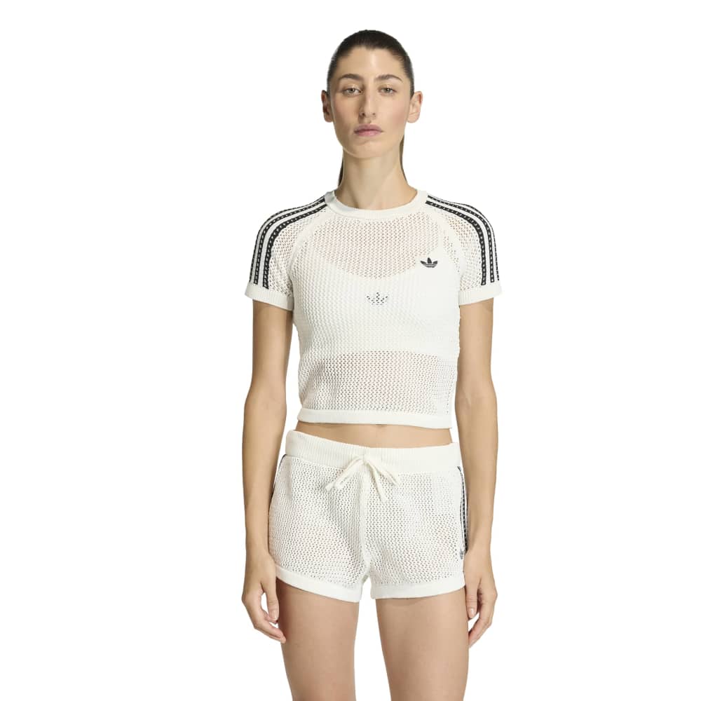 adidas Womens Crochet Tee - White