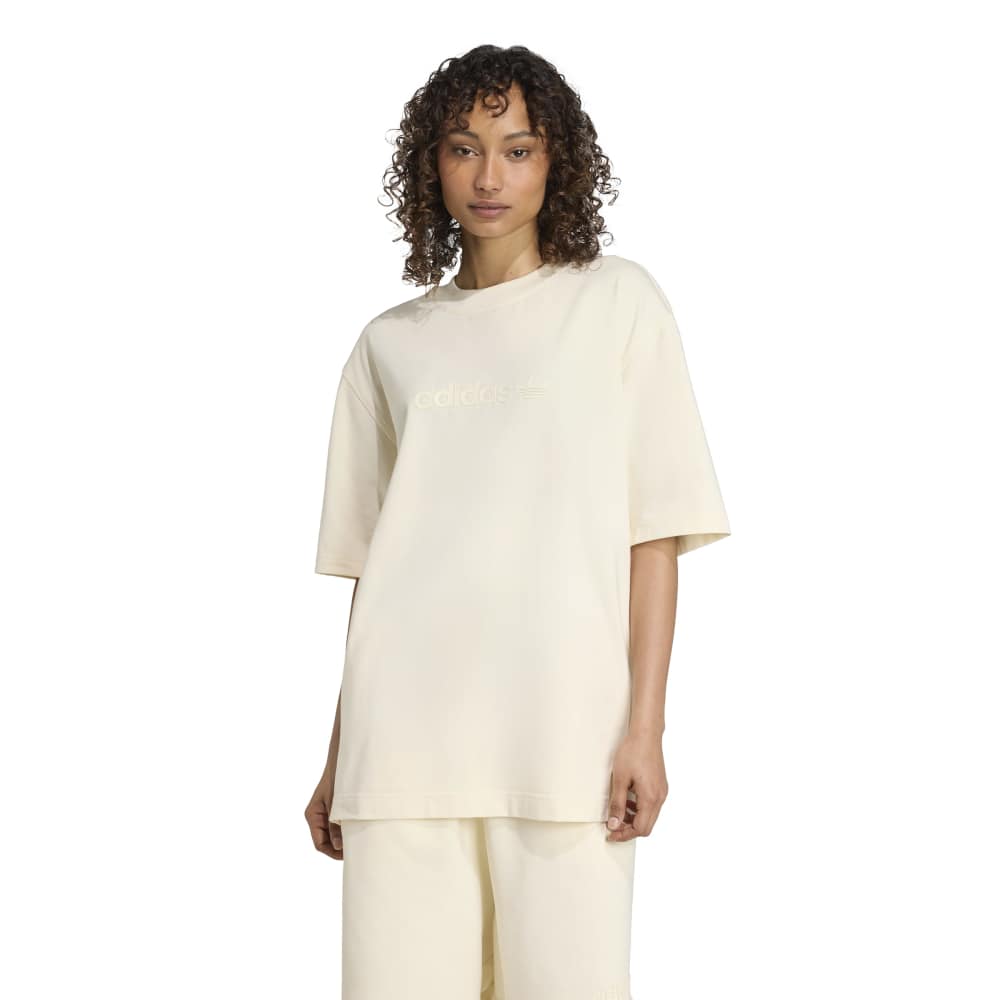adidas Womens Essentials Linear Oversized Tee - Cream White