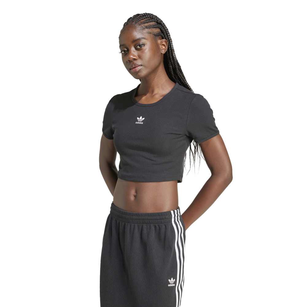adidas Womens Essentials Ribbed Tee - Black