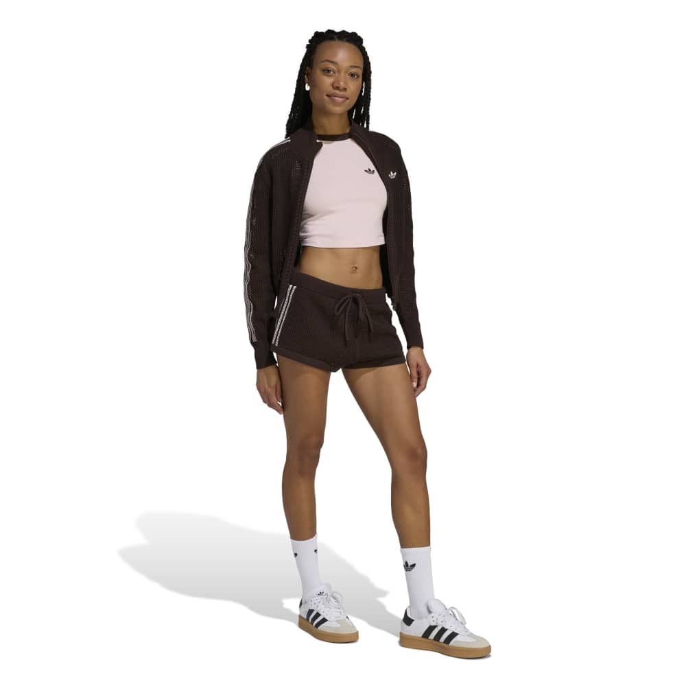 adidas Womens Kitted Crochet Track Top - Aurora Coffee