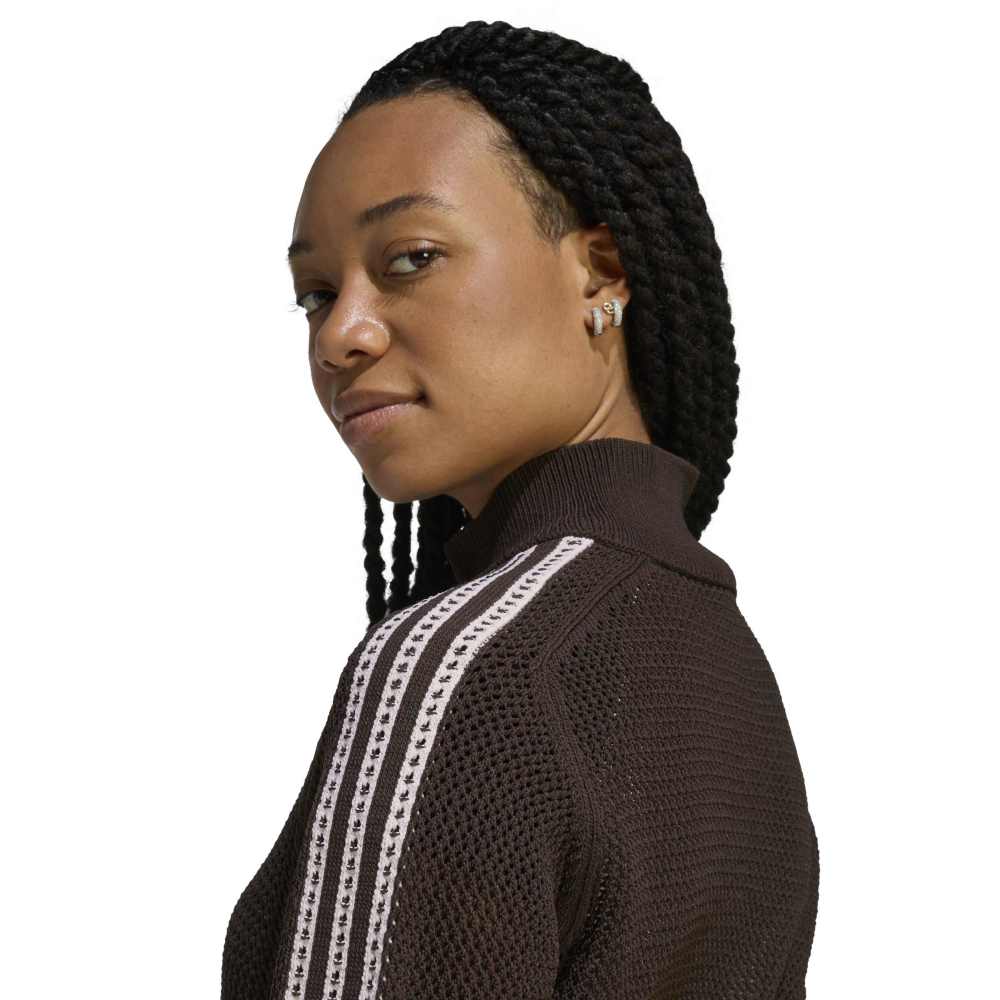 adidas Womens Kitted Crochet Track Top - Aurora Coffee