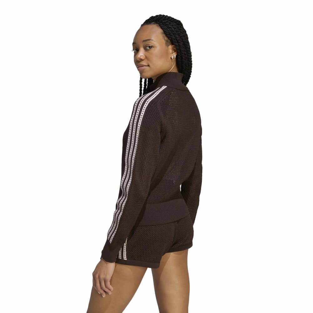 adidas Womens Kitted Crochet Track Top - Aurora Coffee