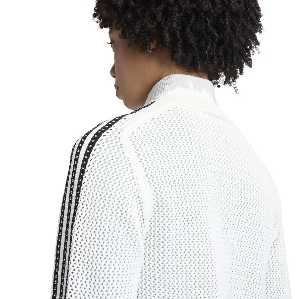 adidas Womens Kitted Crochet Track Top - Off White