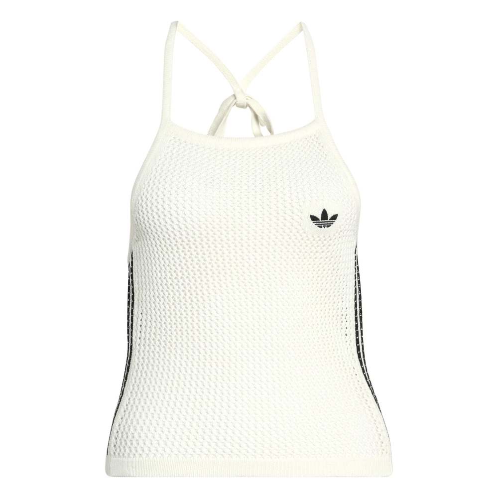 adidas Womens Knitted Crochet Halter Tee - Off White