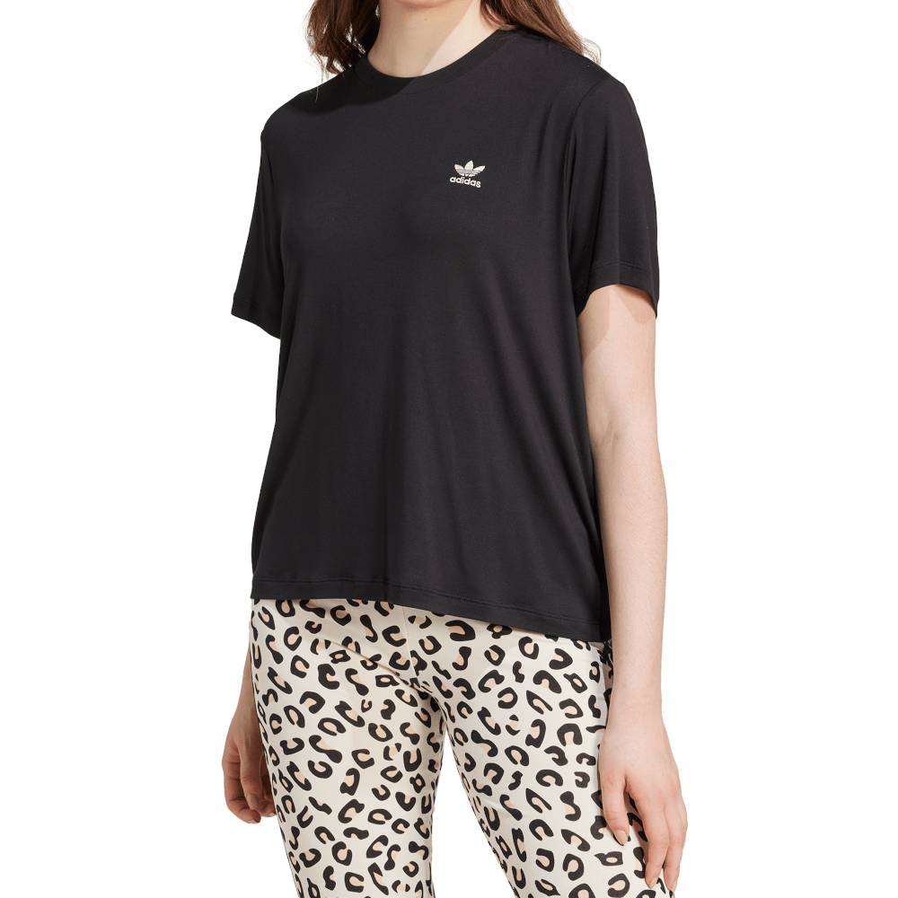 adidas Womens Leopard Trefoil Infill Tee - Black