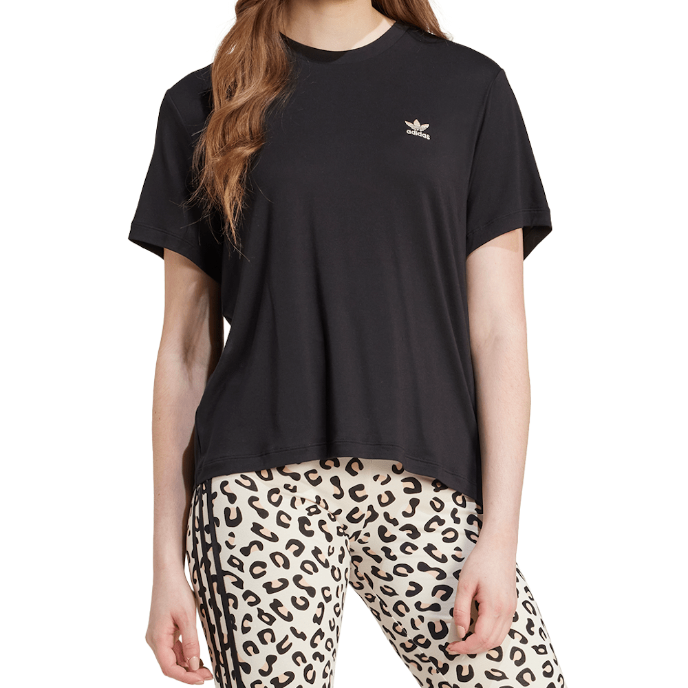 adidas Womens Leopard Trefoil Infill Tee - Black
