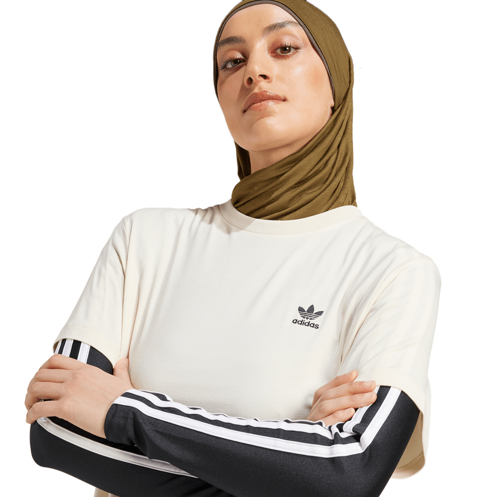 adidas Womens Leopard Trefoil Infill Tee - Wonder White