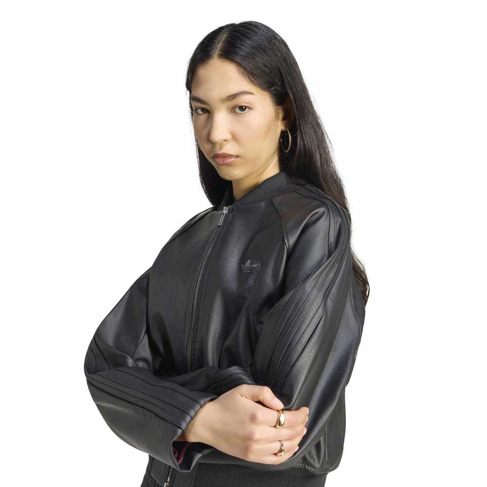 Adidas Womens Pleather SST Tracktop - Black / Maroon