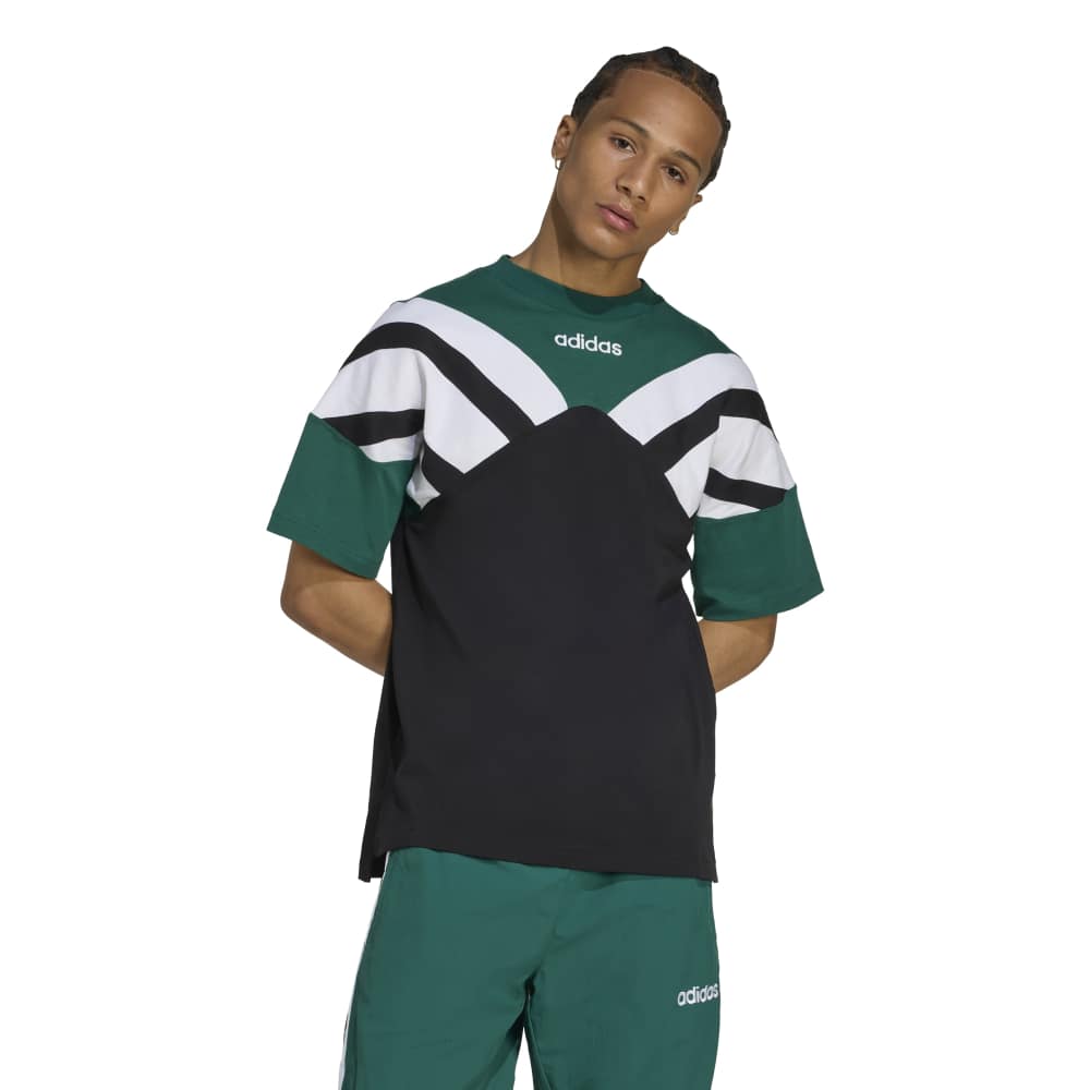 adidas Archive Cutline Tee - Black / Collegiate Green
