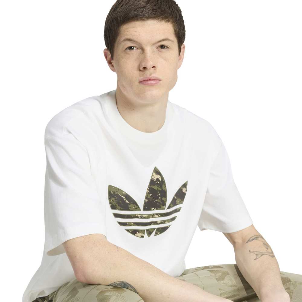 Adidas Camo 2 Infill Trefoil Tee - White