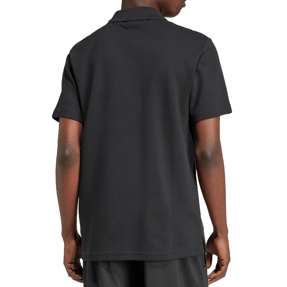 adidas Trefoil Essentials Waffle Polo Shirt - Black