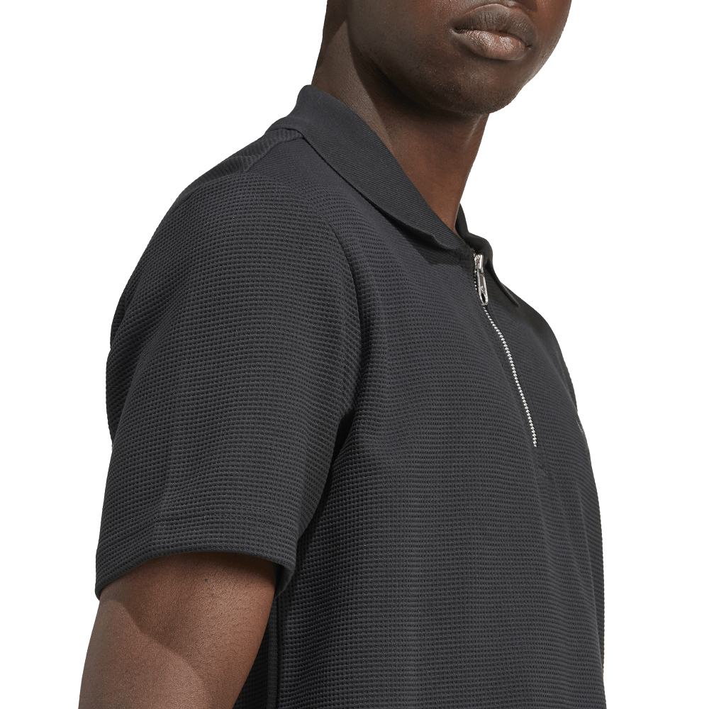 adidas Trefoil Essentials Waffle Polo Shirt - Black