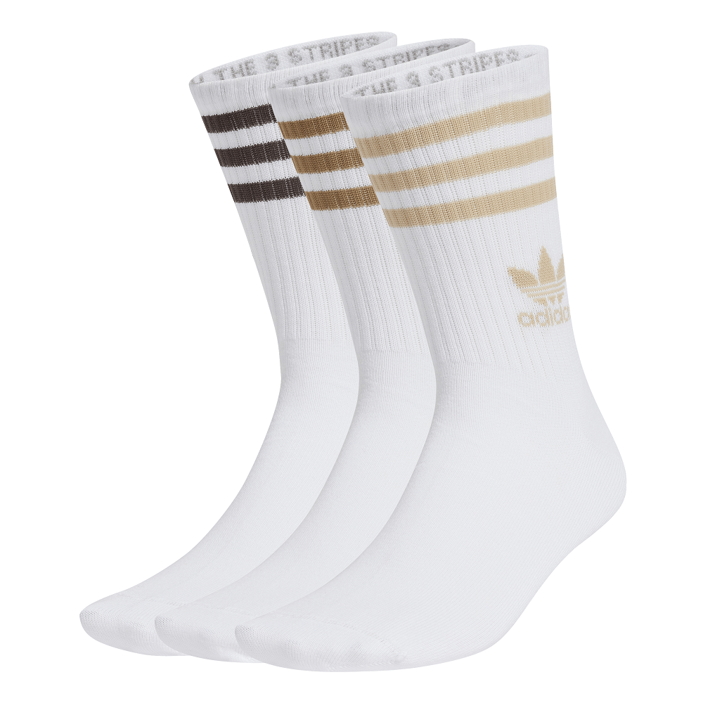 adidas Crew Sock 3 Pack - White / Beige / Brown