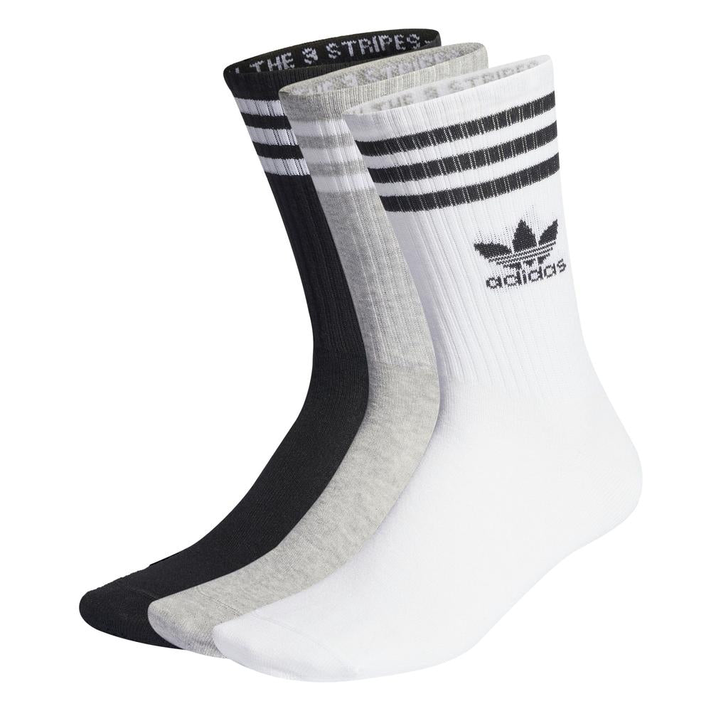 Adidas Mid Cut Crew Sock 3 Pack - White / Black / Grey