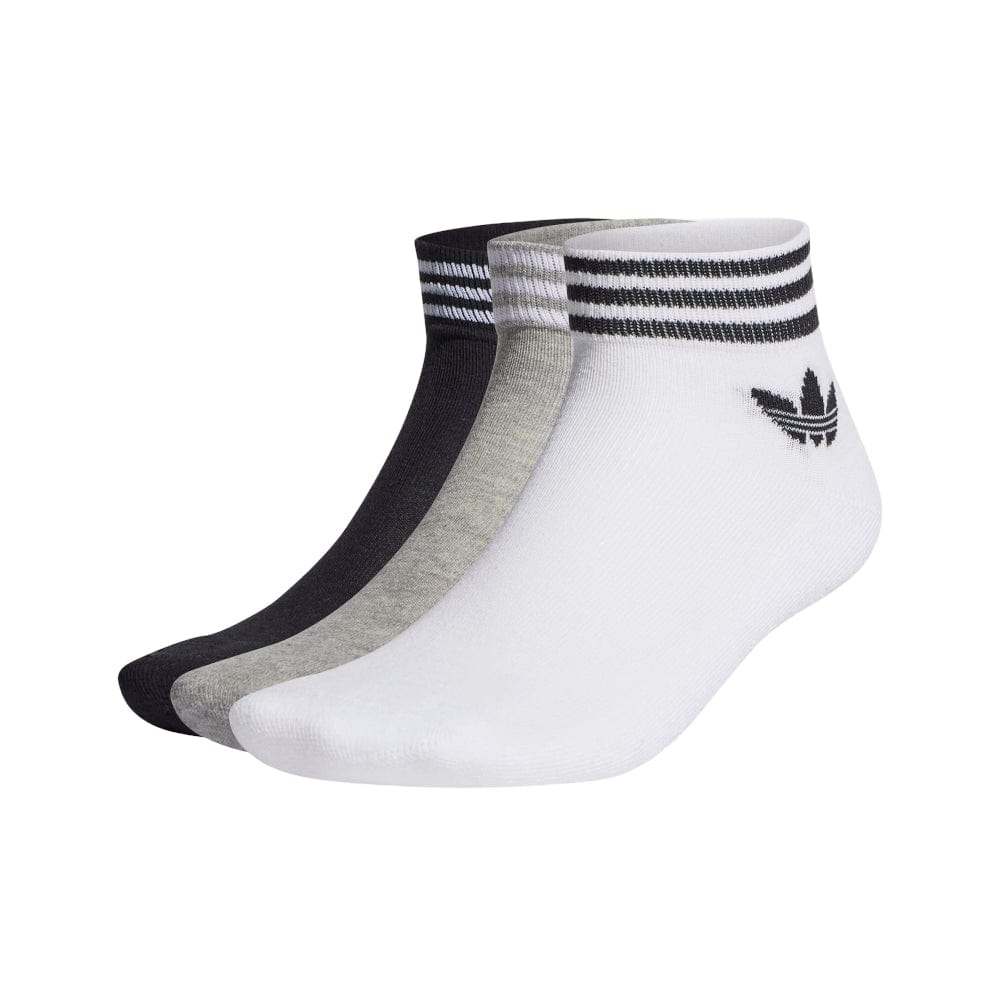adidas Trefoil Ankle Sock 3 Pack - White / Grey / Black