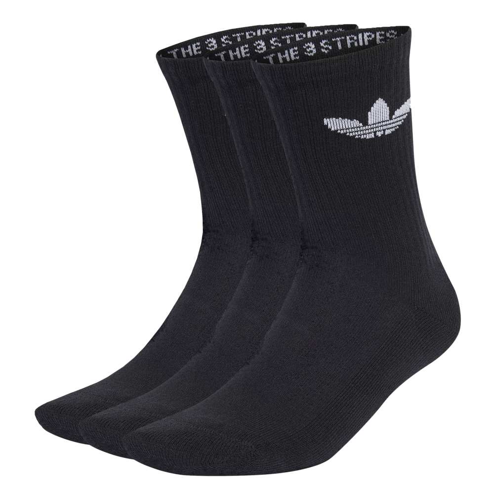adidas Trefoil Cushion Crew Socks 3 Pack - Black