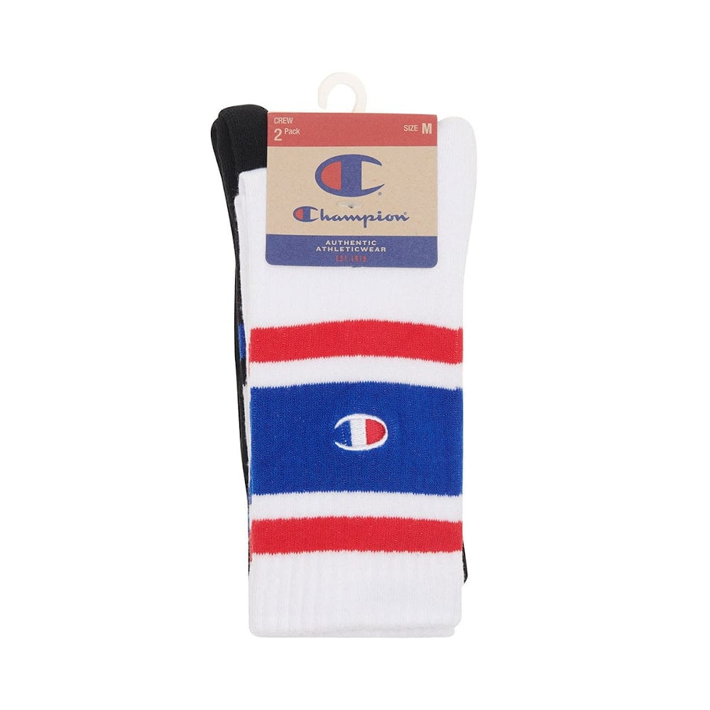 Champion Lifestyle Stripe Crew Sock 2 Pack - Black / White