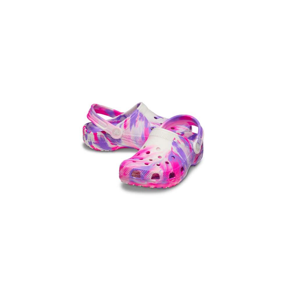 Crocs Kids Classic Glow Marbled Clog - Pink Crush / Multi