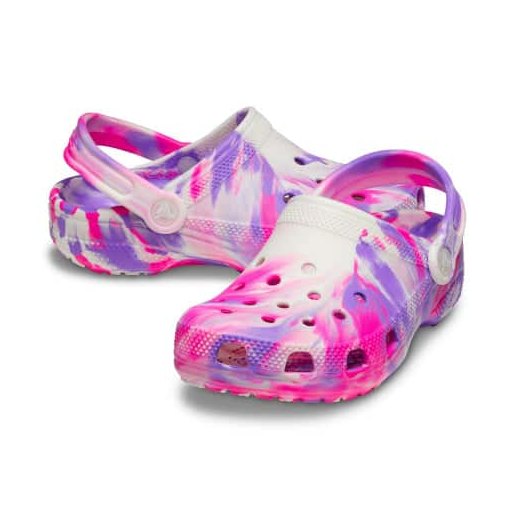 Crocs Kids Classic Glow Marbled Clog - Pink Crush / Multi