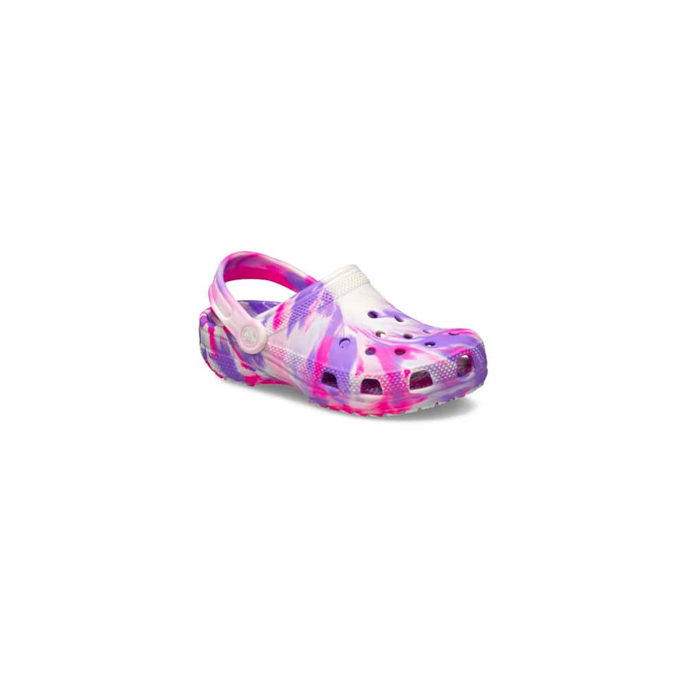 Crocs Kids Classic Glow Marbled Clog - Pink Crush / Multi