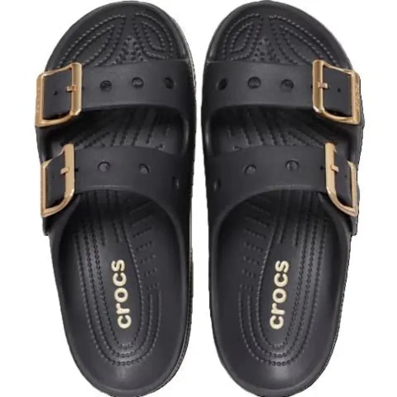 Crocs Womens Saturday Sandal Metallic - Black/Gold