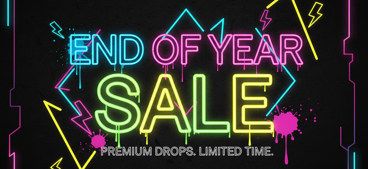 End of Year Sale Neon Banner