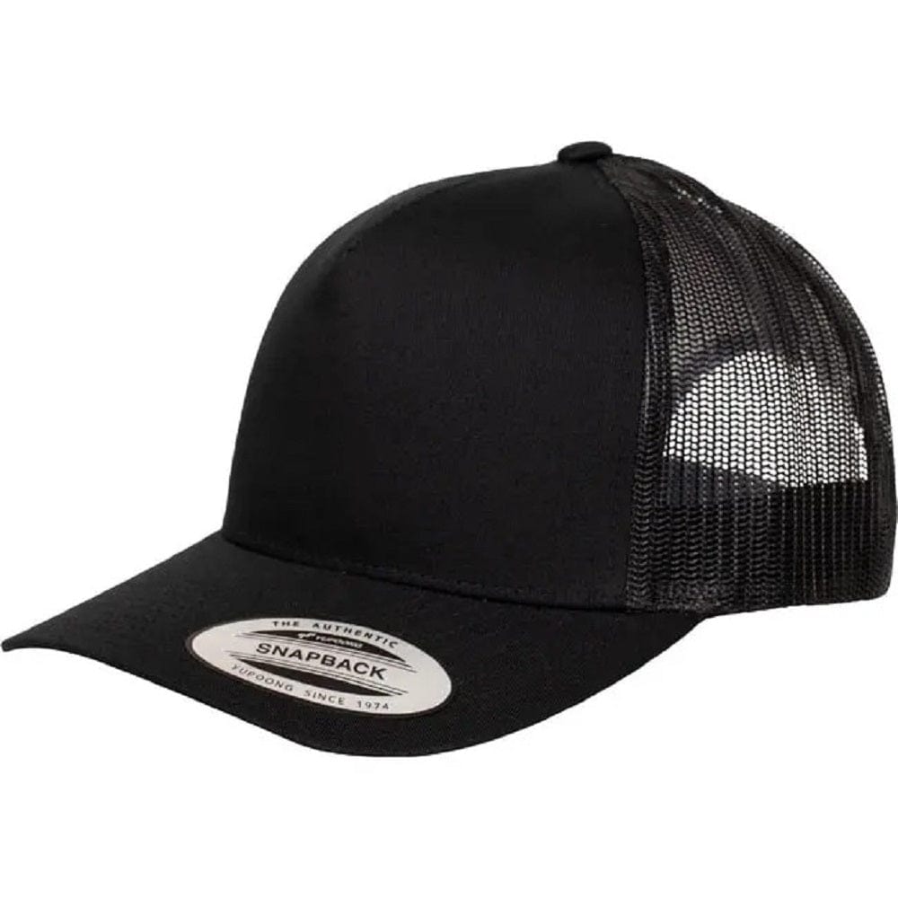 Flexfit Classic 5 Panel Trucker Cap - Black