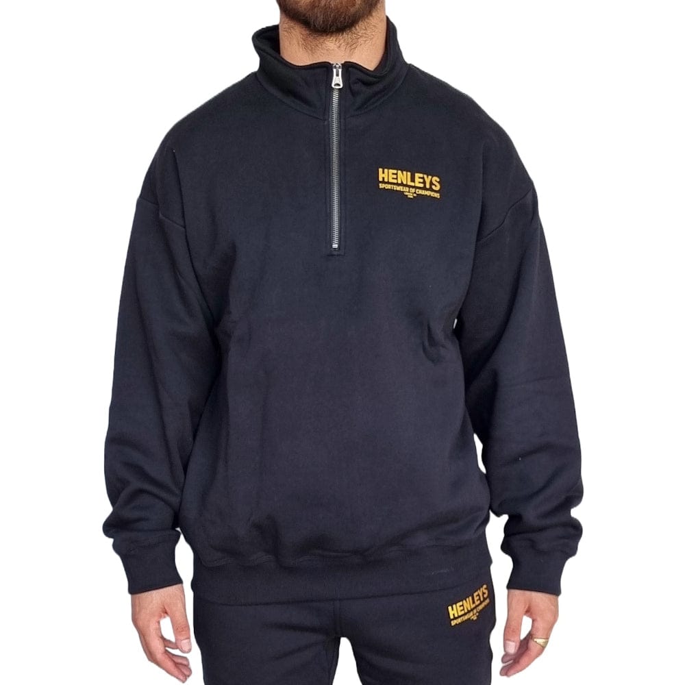 Henleys Champions Gold Zip Sweater - Black