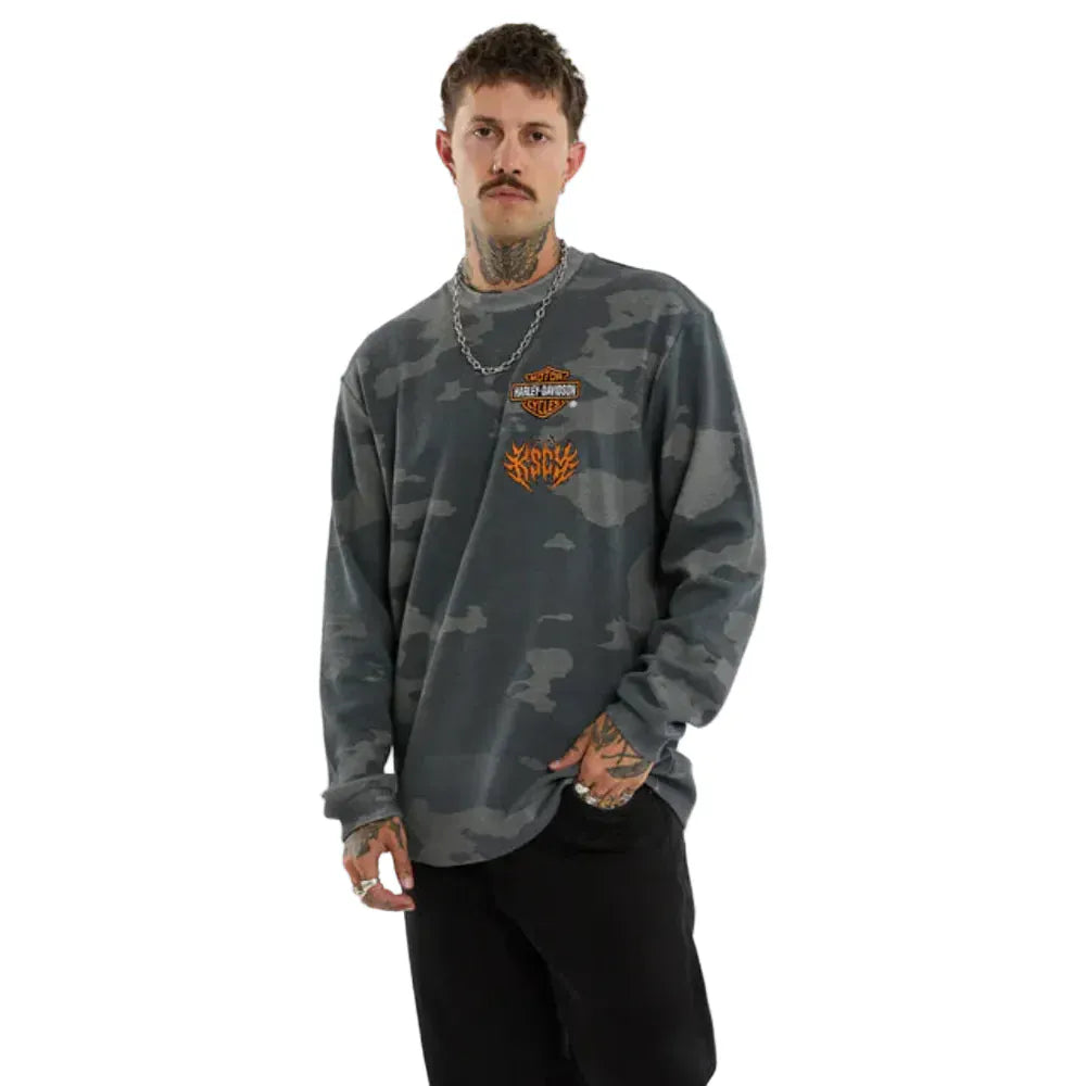 KSCY X Harley Davidson Touring LS Mini Waffle Tee - Camo