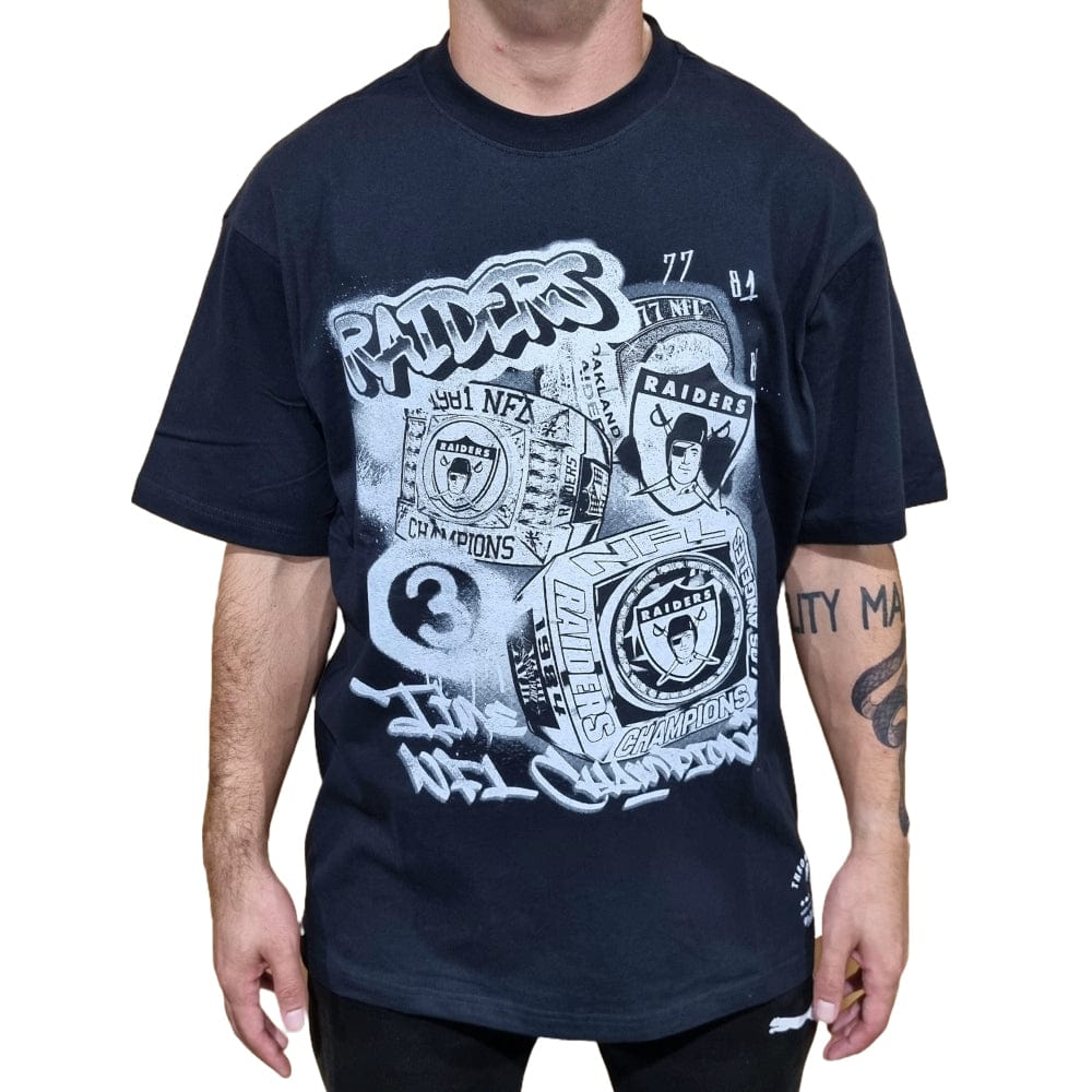 Mitchell & Ness 3 Time Champs Graffiti Tee Las Vegas Raiders - Faded Black