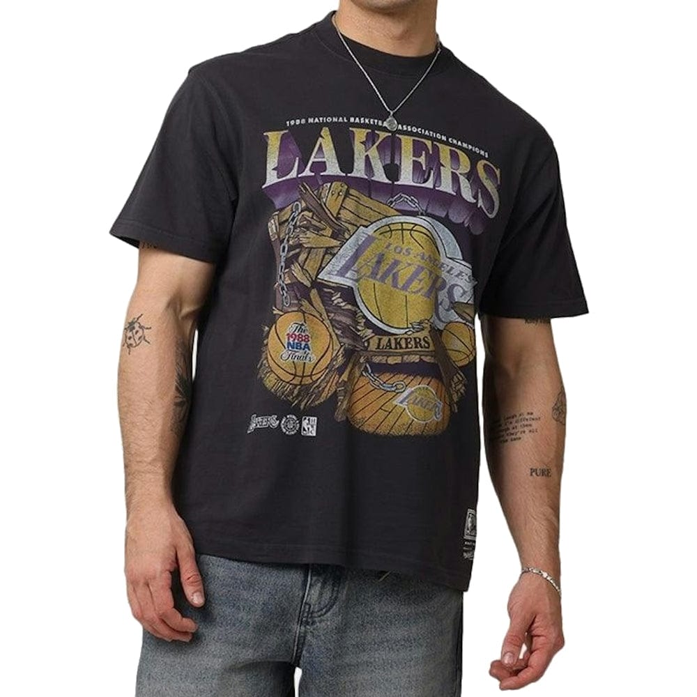Mitchell & Ness Bevel Burst Tee Los Angeles Lakers - Overdyed Black