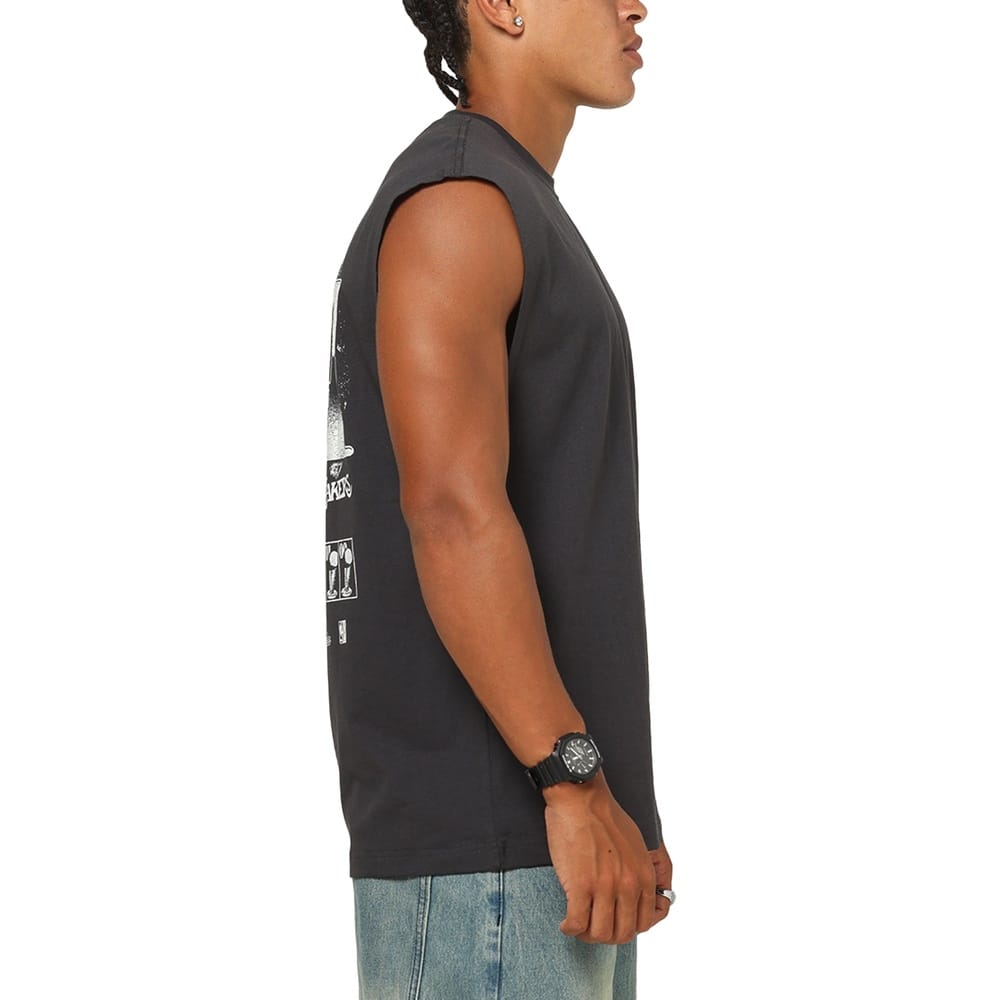 Mitchell & Ness Champ Chrome Muscle Tee Los Angeles Lakers - Washed Black