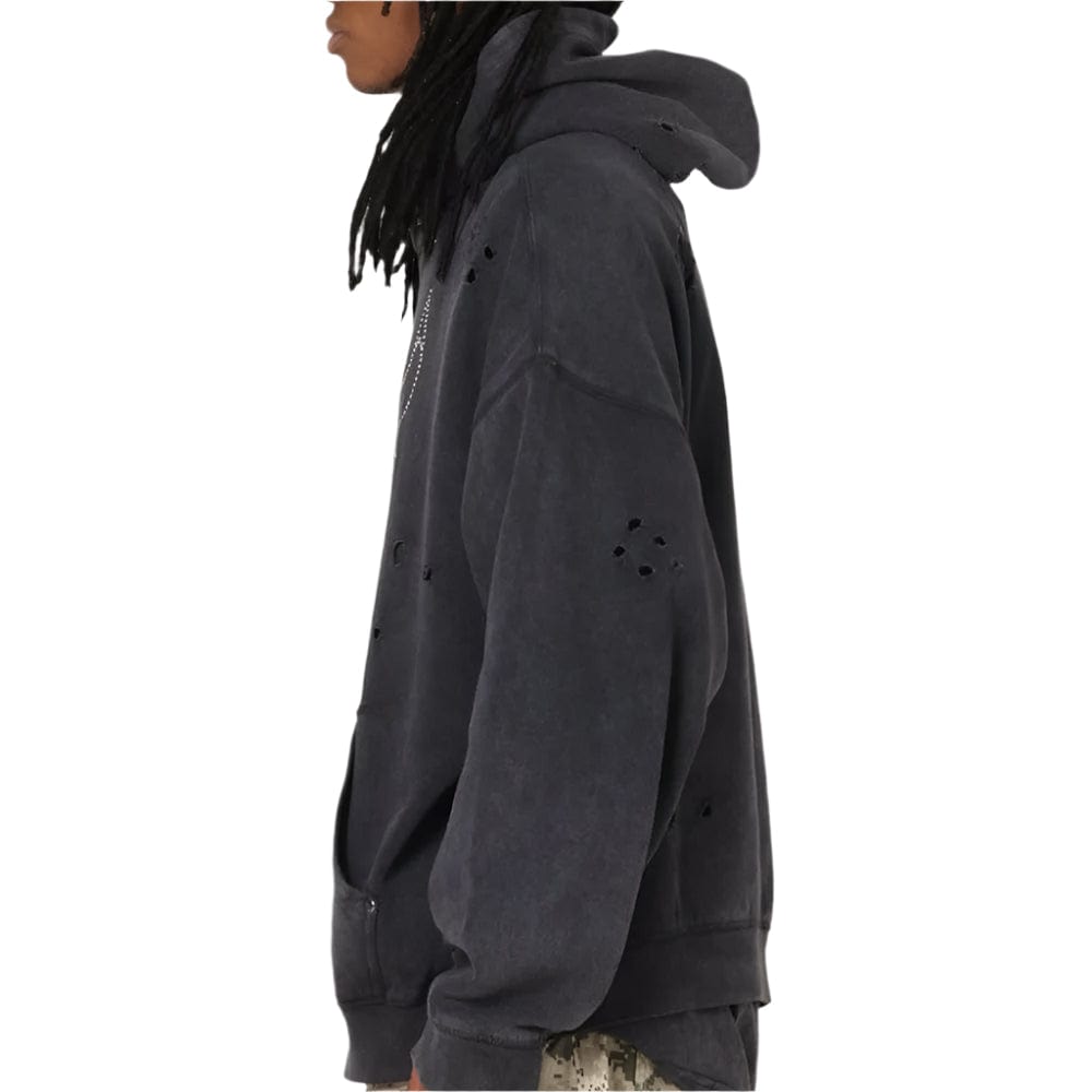 Mitchell & Ness Chicago Bulls Distressed Rhinestone Logo Hoodie - Faded Black