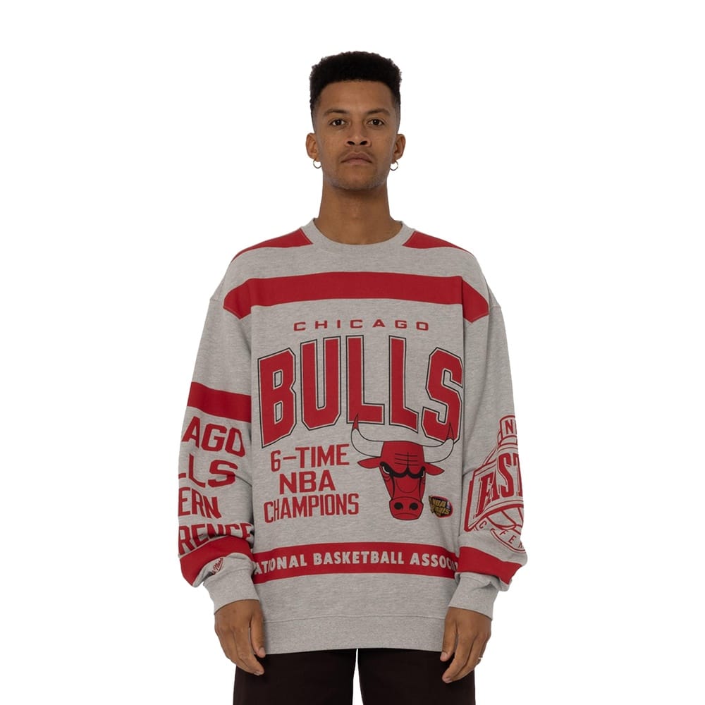 Mitchell & Ness Chicago Bulls Letterform Crew - Grey Marle